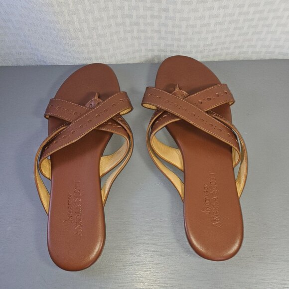 The Office Of Angela Scott Brown Leather Womens Sandals With Dust Bag Size 40 - Picture 8 of 11